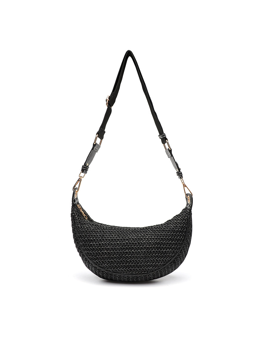Women's Casual Woven Crossbody Shoulder Handbag Underarm Bag