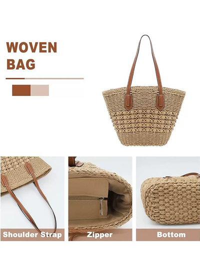 Women's handbag, versatile and hand-woven