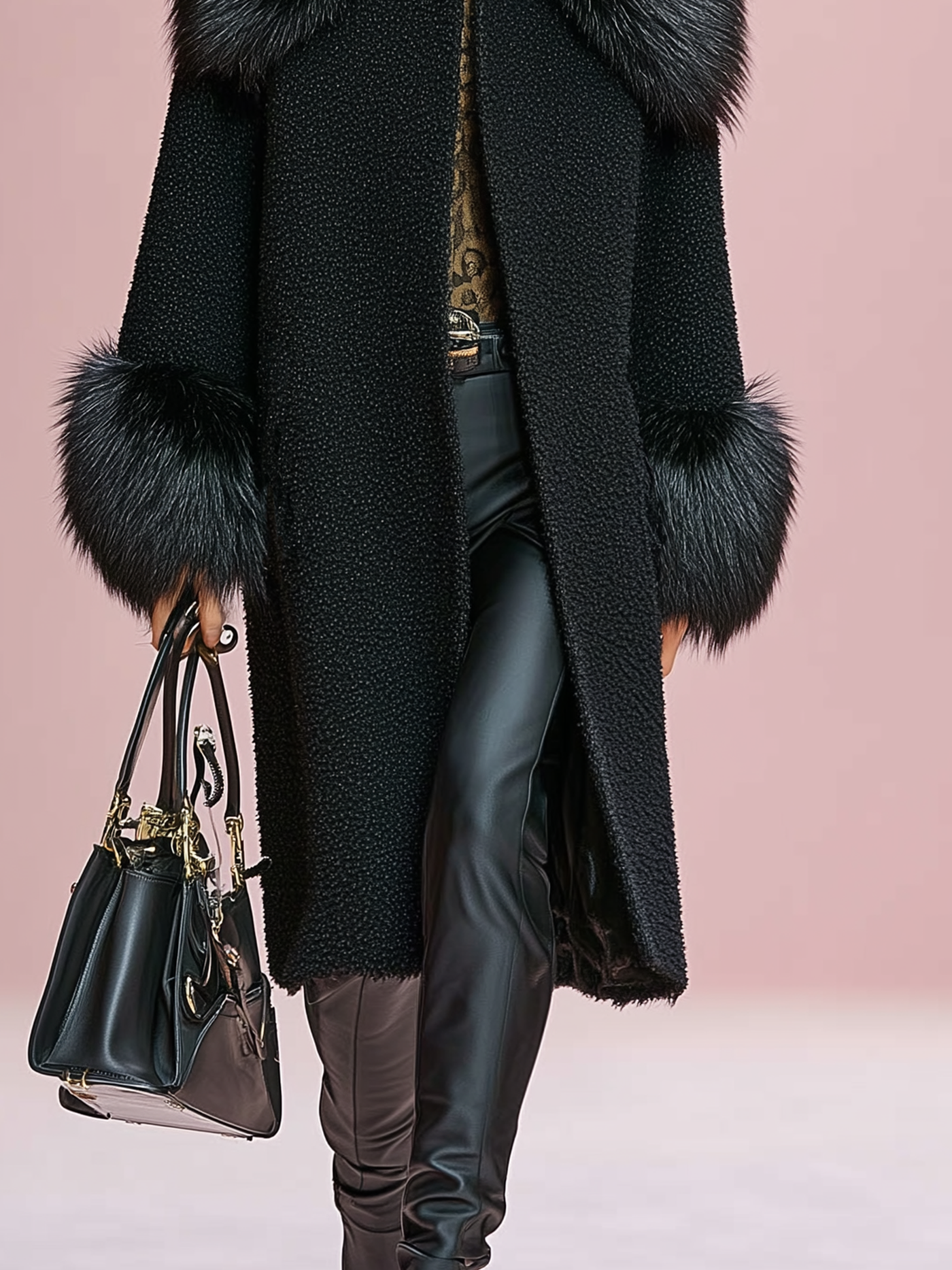 Damask coat with wool blend cuffs and lapel