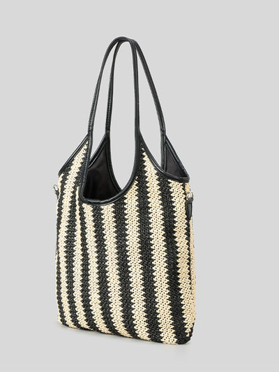 Vintage striped straw shoulder bag