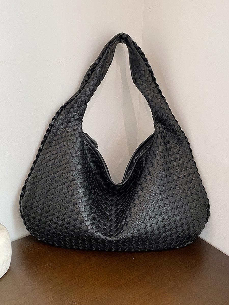 Fashionable woven leather handbag