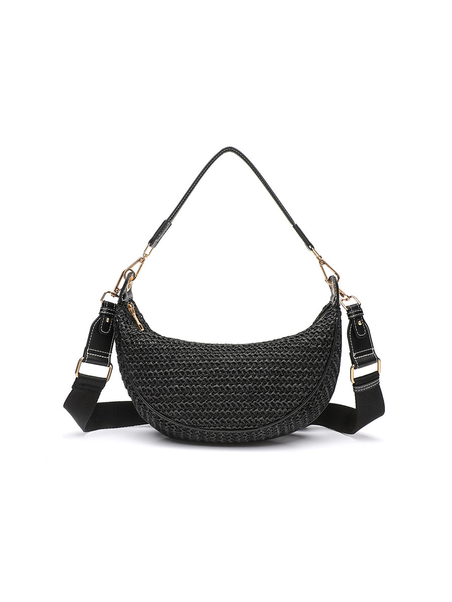 Women's Casual Woven Crossbody Shoulder Handbag Underarm Bag