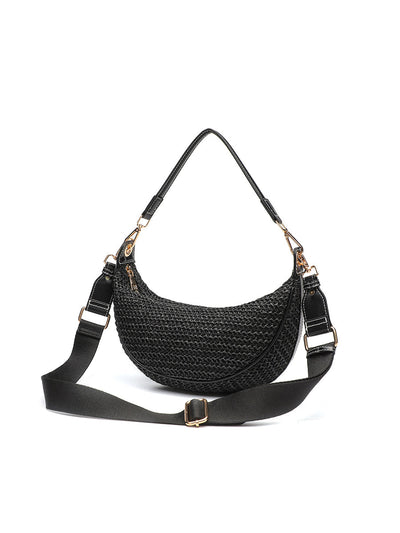 Women's Casual Woven Crossbody Shoulder Handbag Underarm Bag