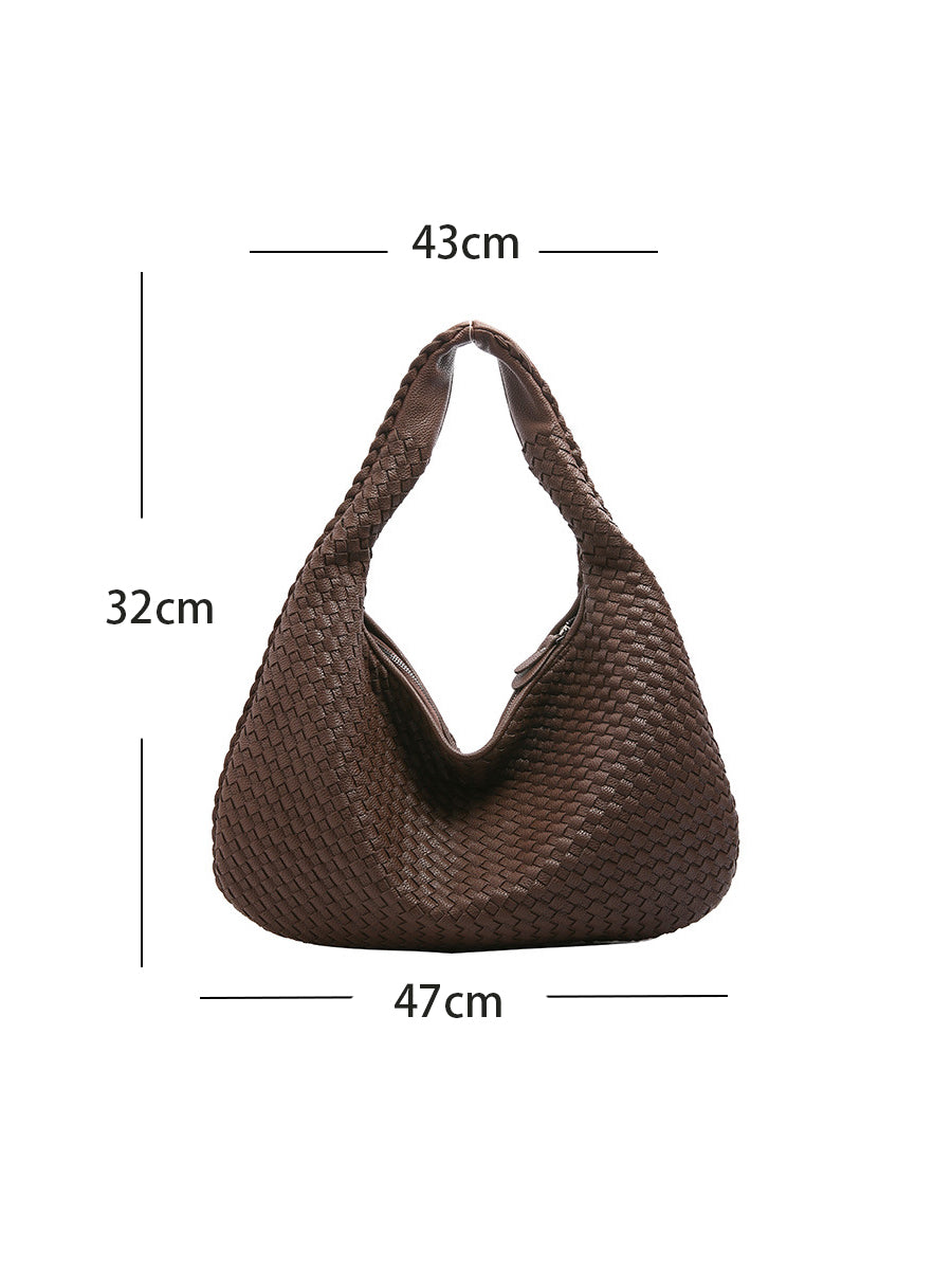 Fashionable woven leather handbag