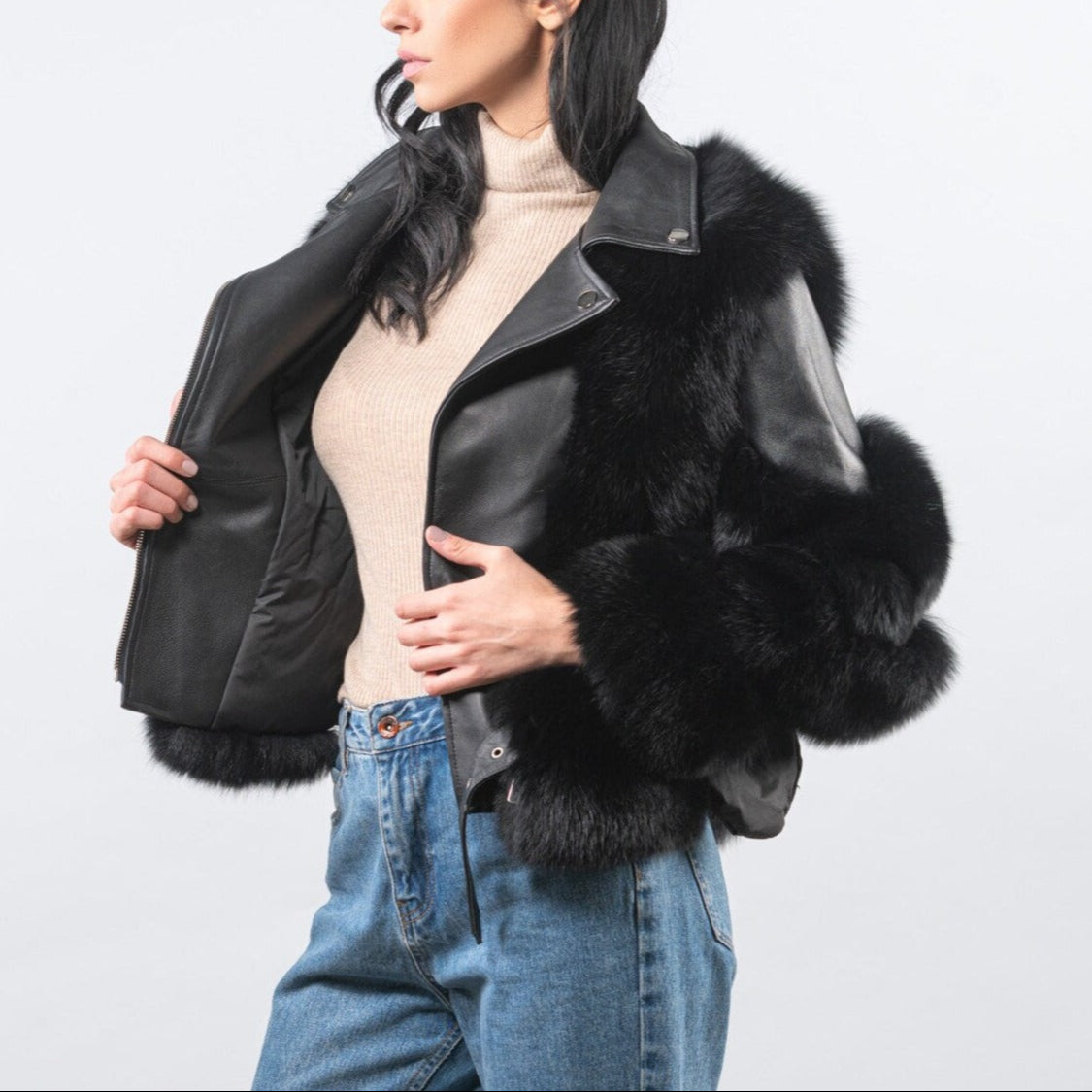 Luxury Leather Fur Jacket